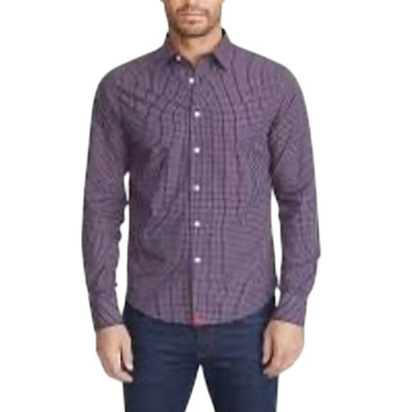 UNTUCKit Graach WF Slim Fit Blue Red Plaid Long Sleeve Men's Button Shirt Sz L - Picture 1 of 10